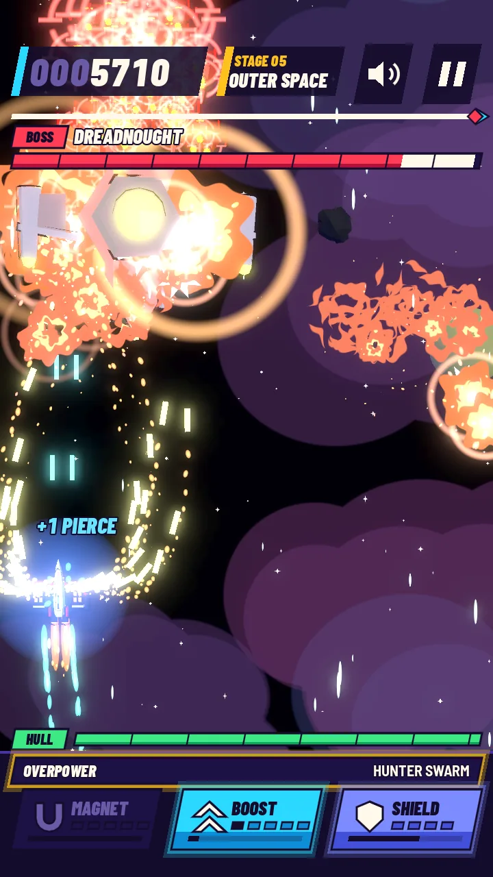 Fighting the Dreadnought, the boss of stage 5