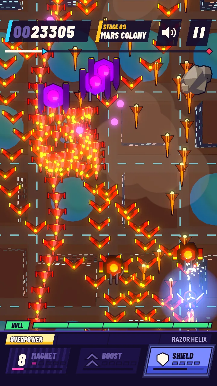 Stage 9, the Mars colony, under a hail of enemy fire
